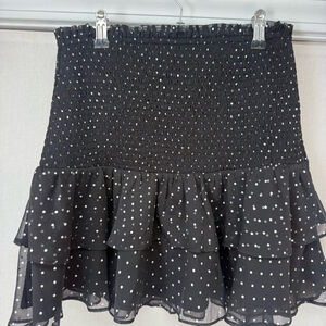 Women's Free the Roses Skirt Size S Black Silver Polka Dot